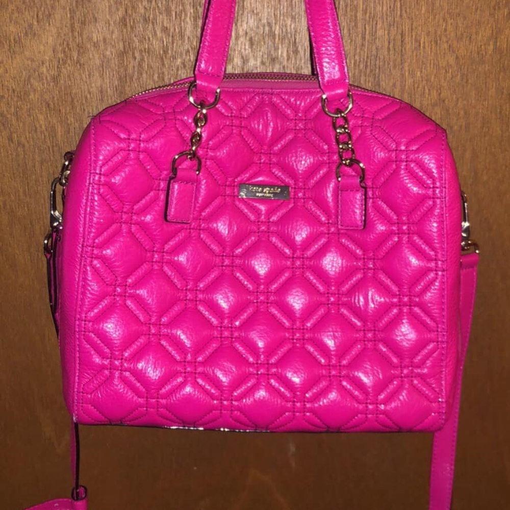 KATE SPADE Dark Pink Cow Leather Purse with Quilt - Picture 1 of 7